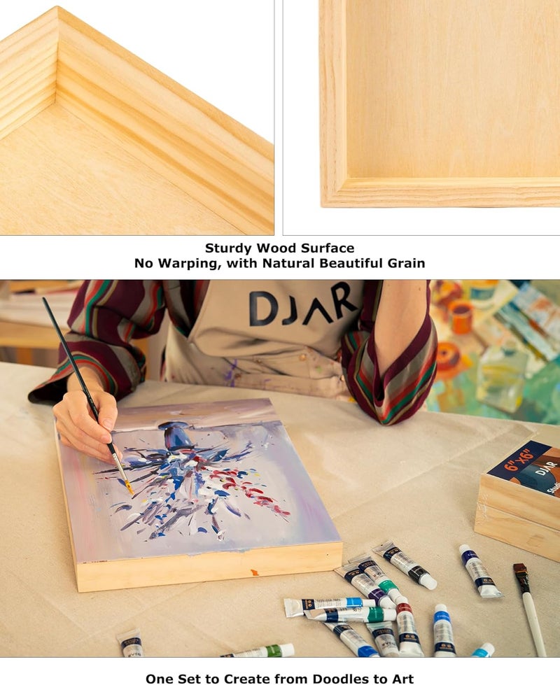 Dajar Wood Canvas Panels 12" x12'', 2 Pack – Ideal for Paint Pouring, Acrylic, Oil Painting, and Art Crafts - Image 2